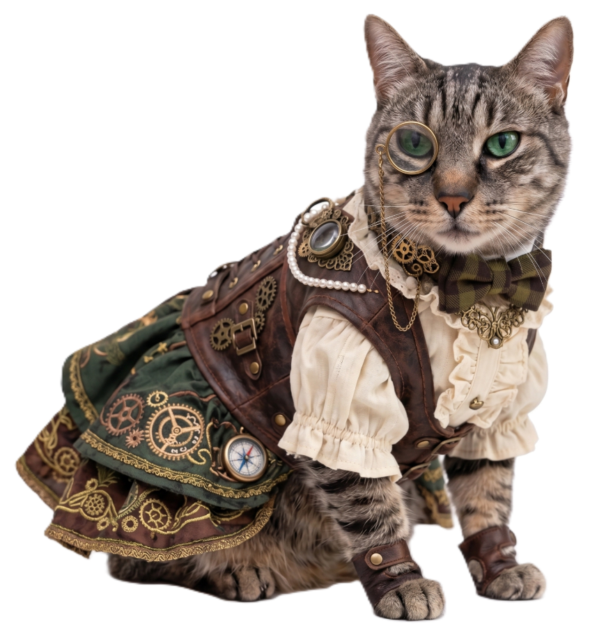 SNS 投稿例の猫 (スチームパンク衣装)